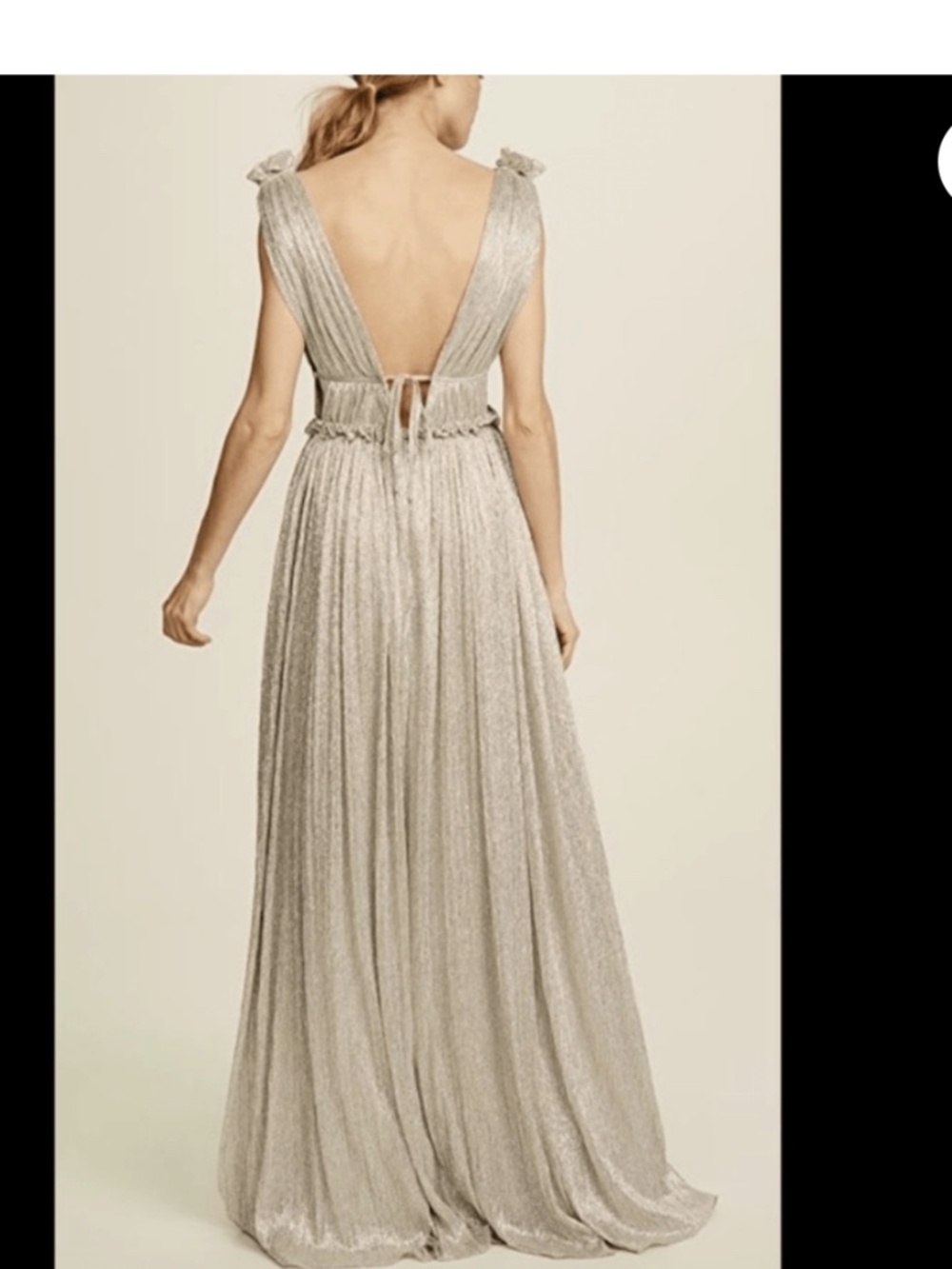 Jonathan Simkhai Plissé Lame Goddess Gown Maxi Dress Champagne - NWT - Medium - Picture 2 of 5
